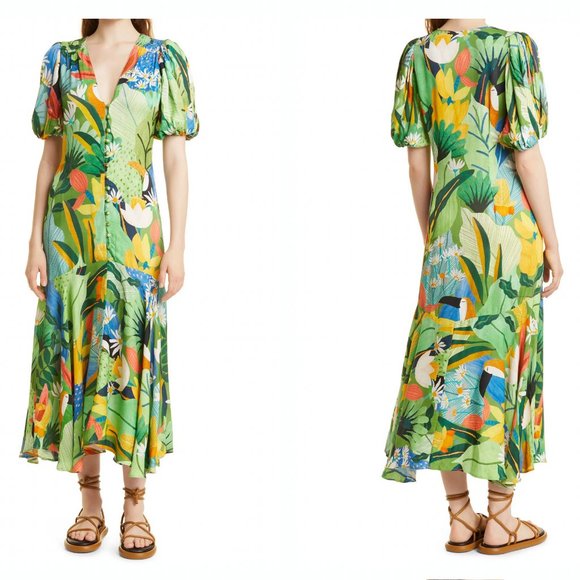 FARM Rio Vintage Toucans Plunge Neck Dress - Picture 3 of 8